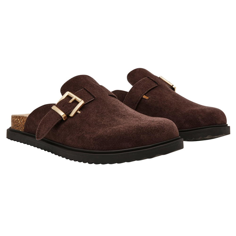 DV Dolce Vita Women's Comfortable Slip On Buckle Mules Faux Suede Brown Size 8